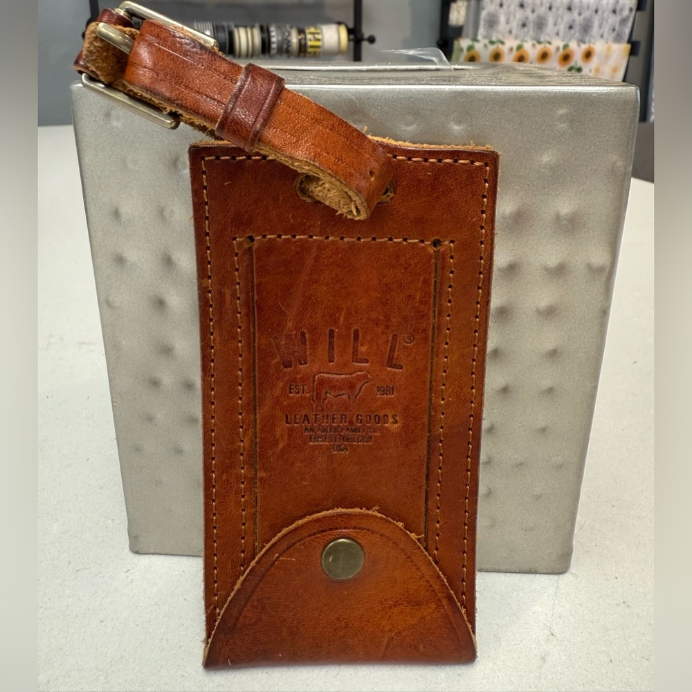 WILL LEATHER GOODS LEATHER SECURITY SNAP FLAP LUGGAGE TAG